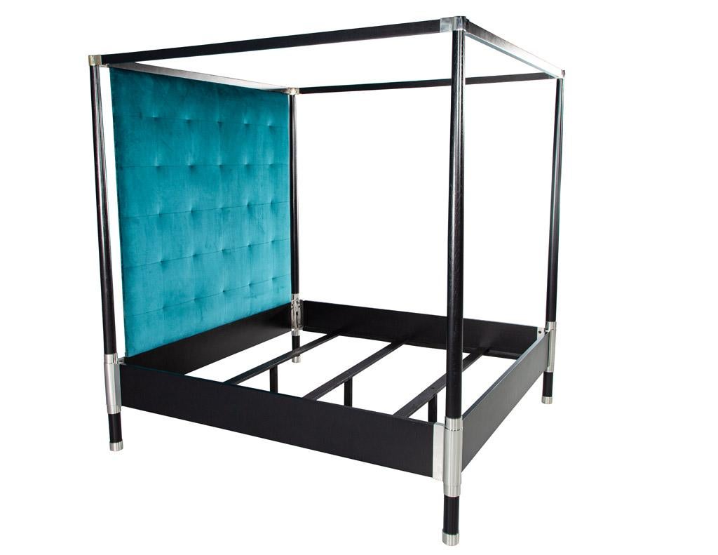 Modern 4 Poster King Bed in Black and Metal 8
