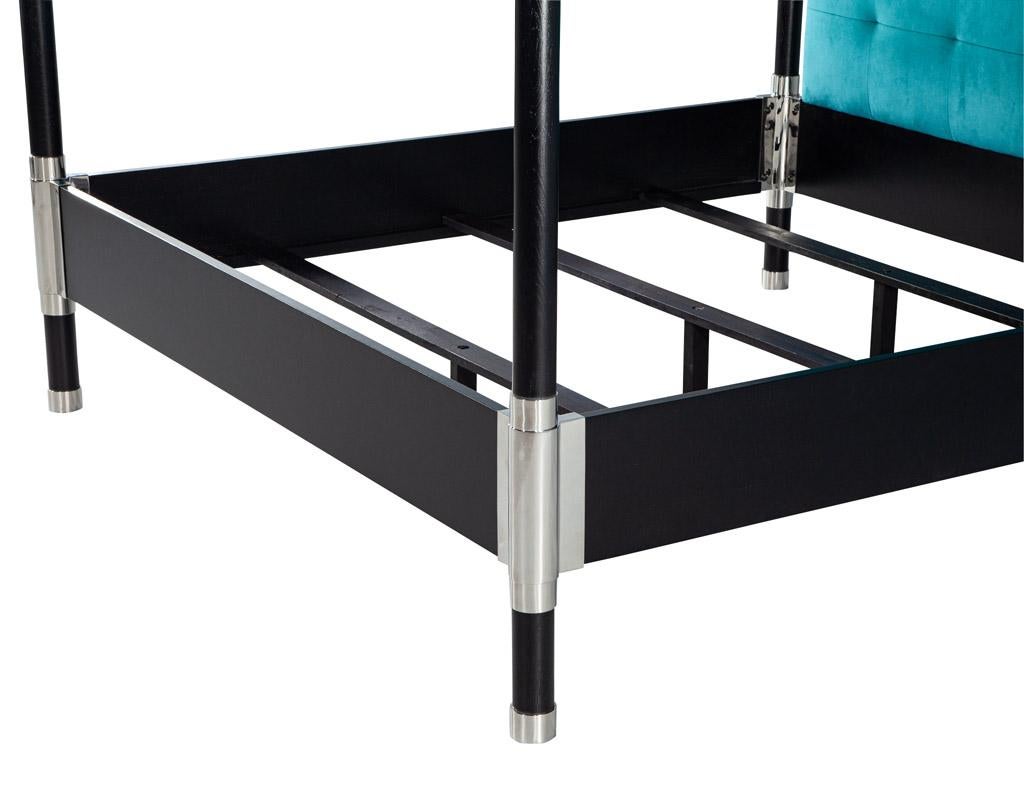 Modern 4 Poster King Bed in Black and Metal 9