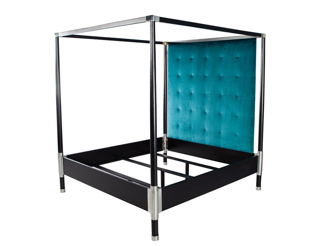 Modern 4 Poster King Bed in Black and Metal 13