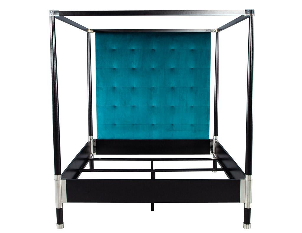 Modern 4 Poster King Bed in Black and Metal 2