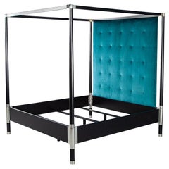 Modern 4 Poster King Bed in Black and Metal
