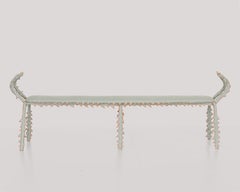 Modern 4-seater Bench, Light Blue Cotton with Spiked Biomorphic Surface, by ESTO