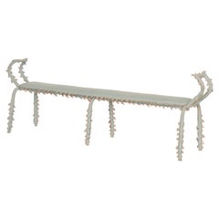 Modern 4-seater Bench, Light Blue Cotton with Spiked Biomorphic Surface, by ESTO