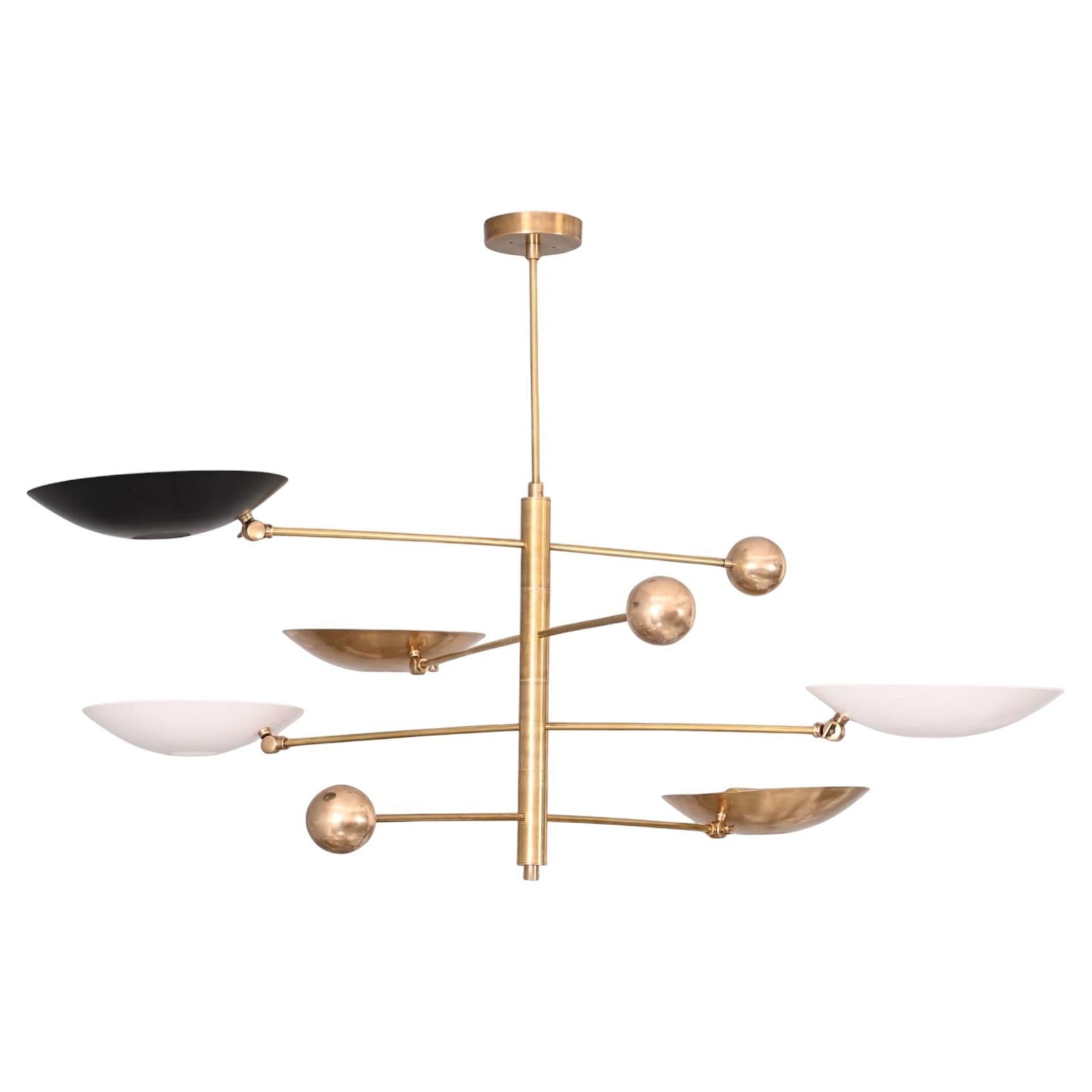 Modern 4 Arms 5 Shade Counter Balance Brass Chandelier