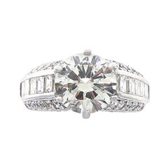 Modern 4.06 Carat Round Brilliant Cut Diamond Platinum Ring