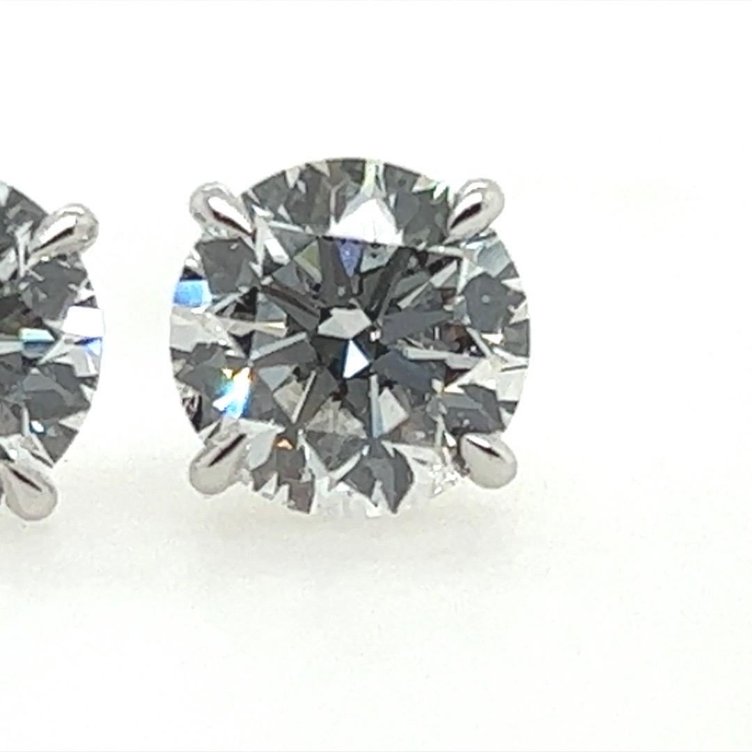 Modern 4.13 Carat Natural GIA Certified F Color Round Brilliant Diamond Earrings 5