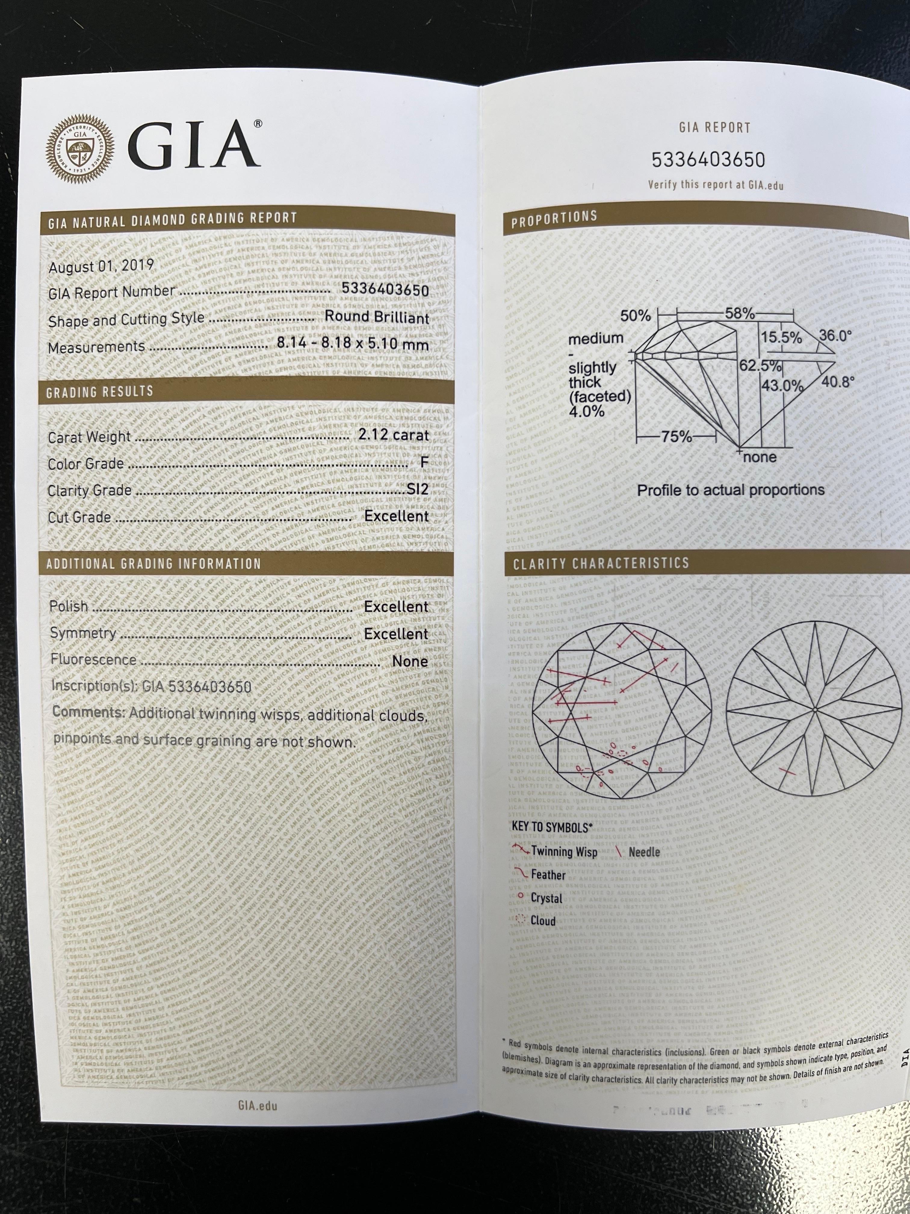 Round Cut Modern 4.13 Carat Natural GIA Certified F Color Round Brilliant Diamond Earrings