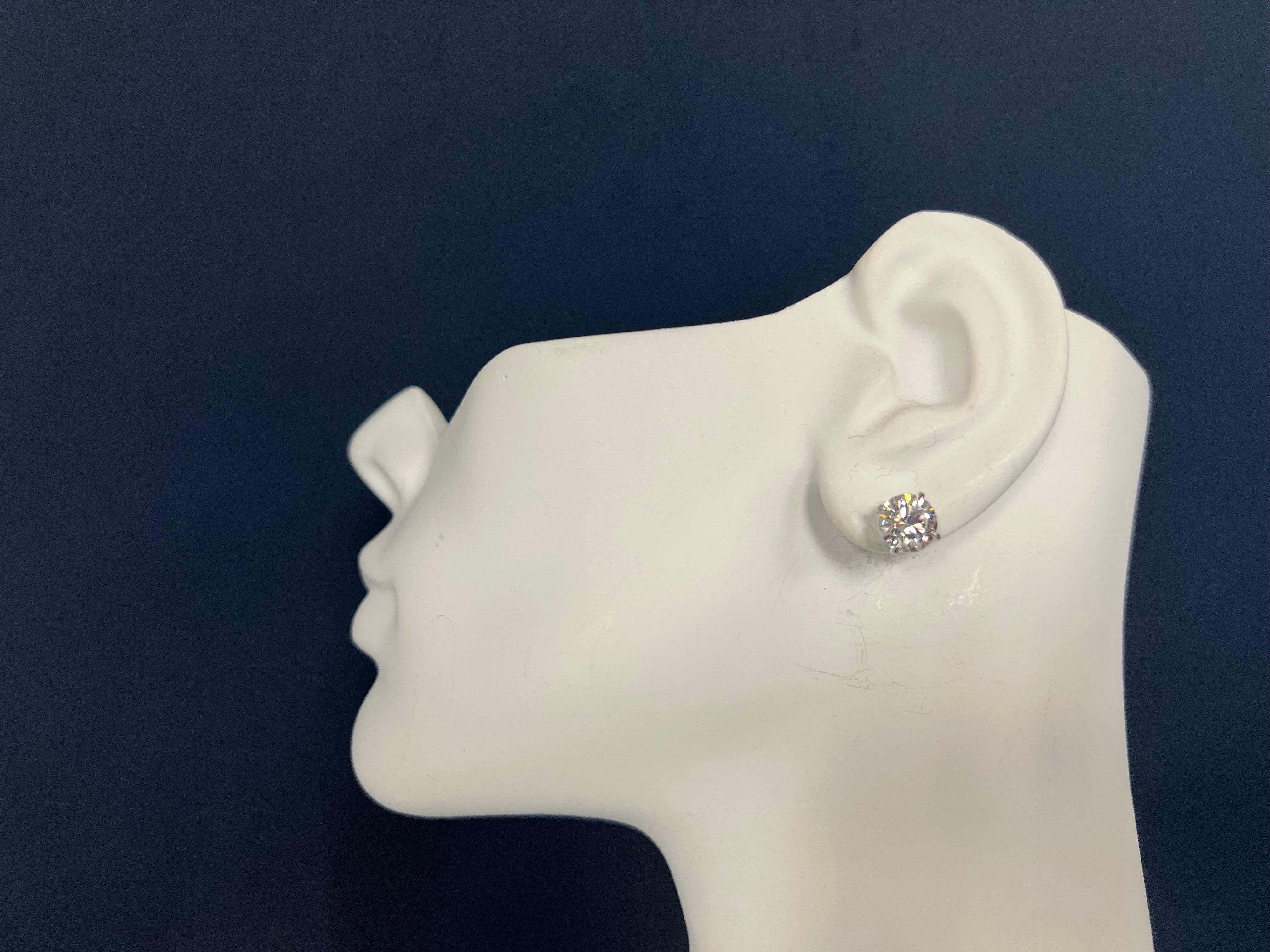 Modern 4.13 Carat Natural GIA Certified F Color Round Brilliant Diamond Earrings In Good Condition In Los Angeles, CA