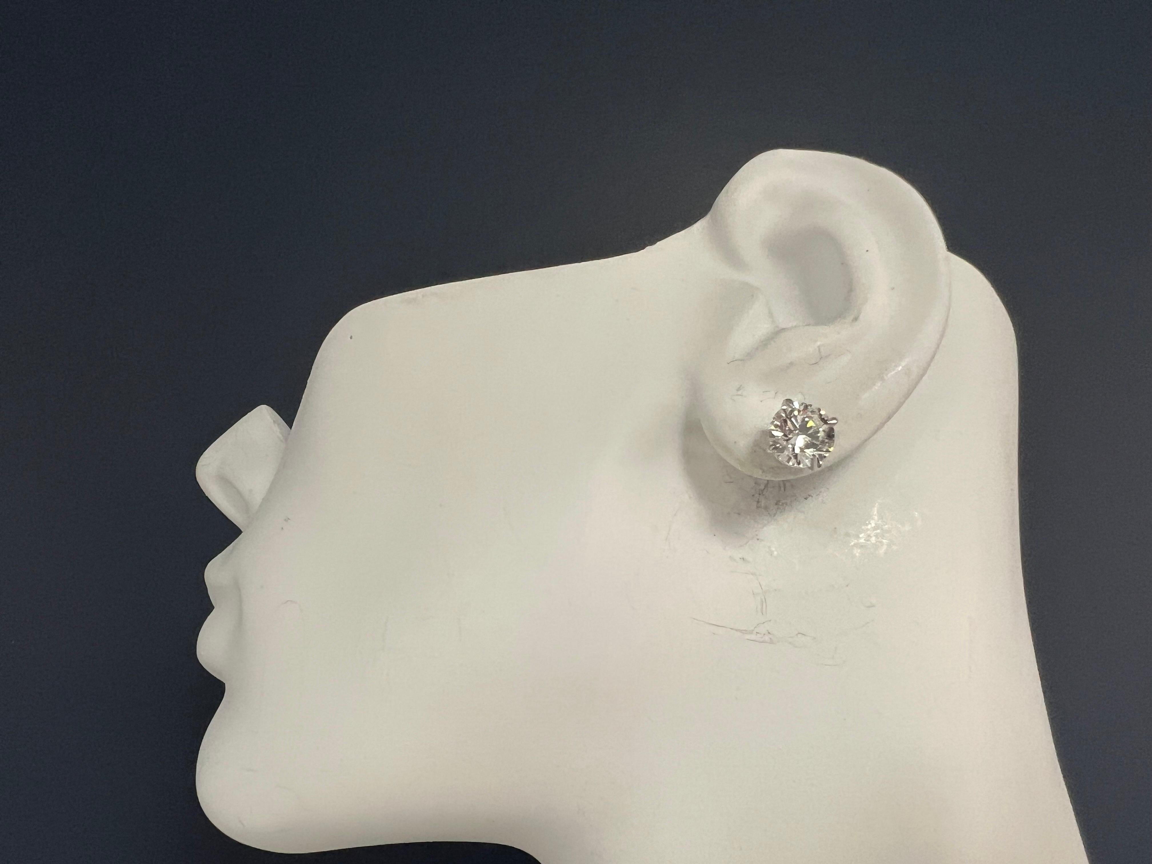 Modern 4.13 Carat Natural GIA Certified F Color Round Brilliant Diamond Earrings 2