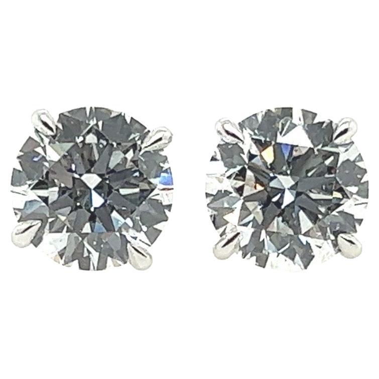 Moderne 4,13 Karat natürliche GIA-zertifizierte F Farbe runde Brillant-Diamant-Ohrringe