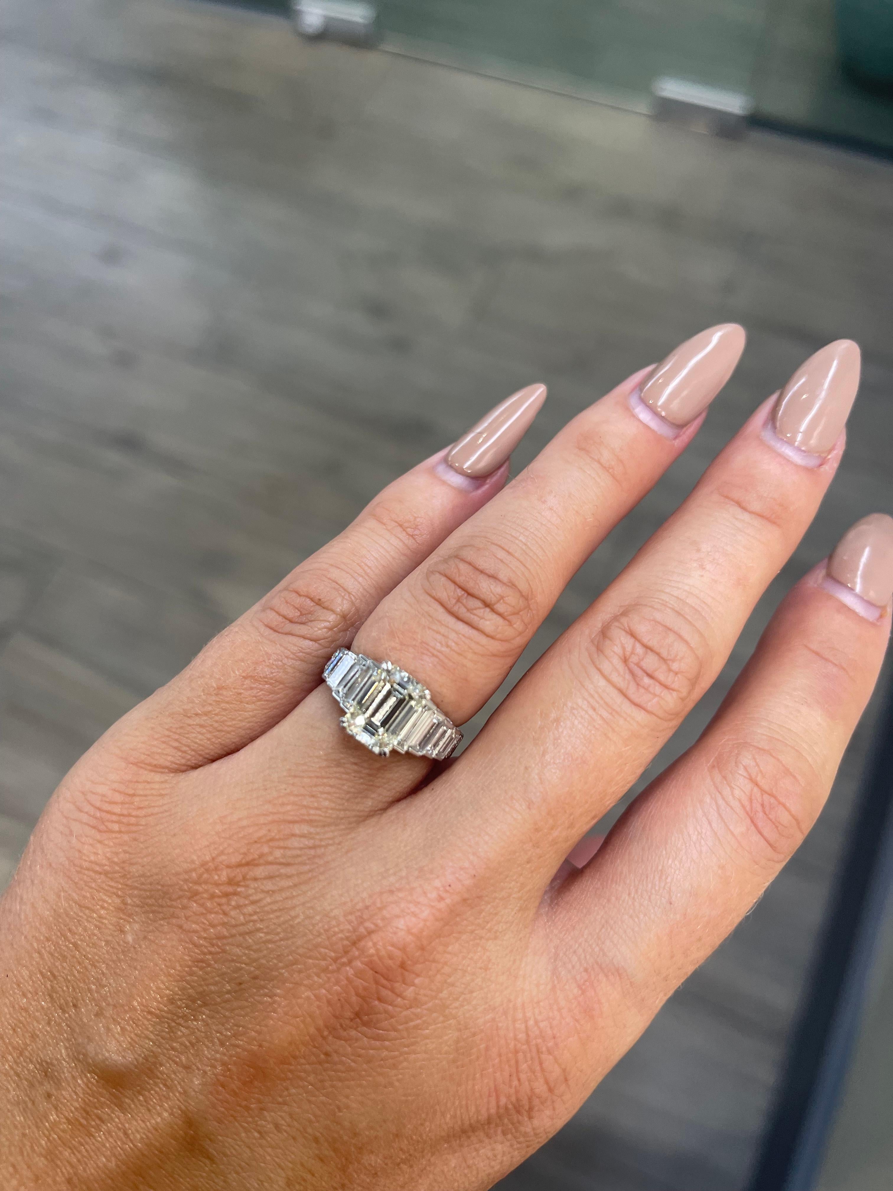Modern 4.75 Carat Emerald-Cut Diamond Platinum Gold Engagement Ring 5