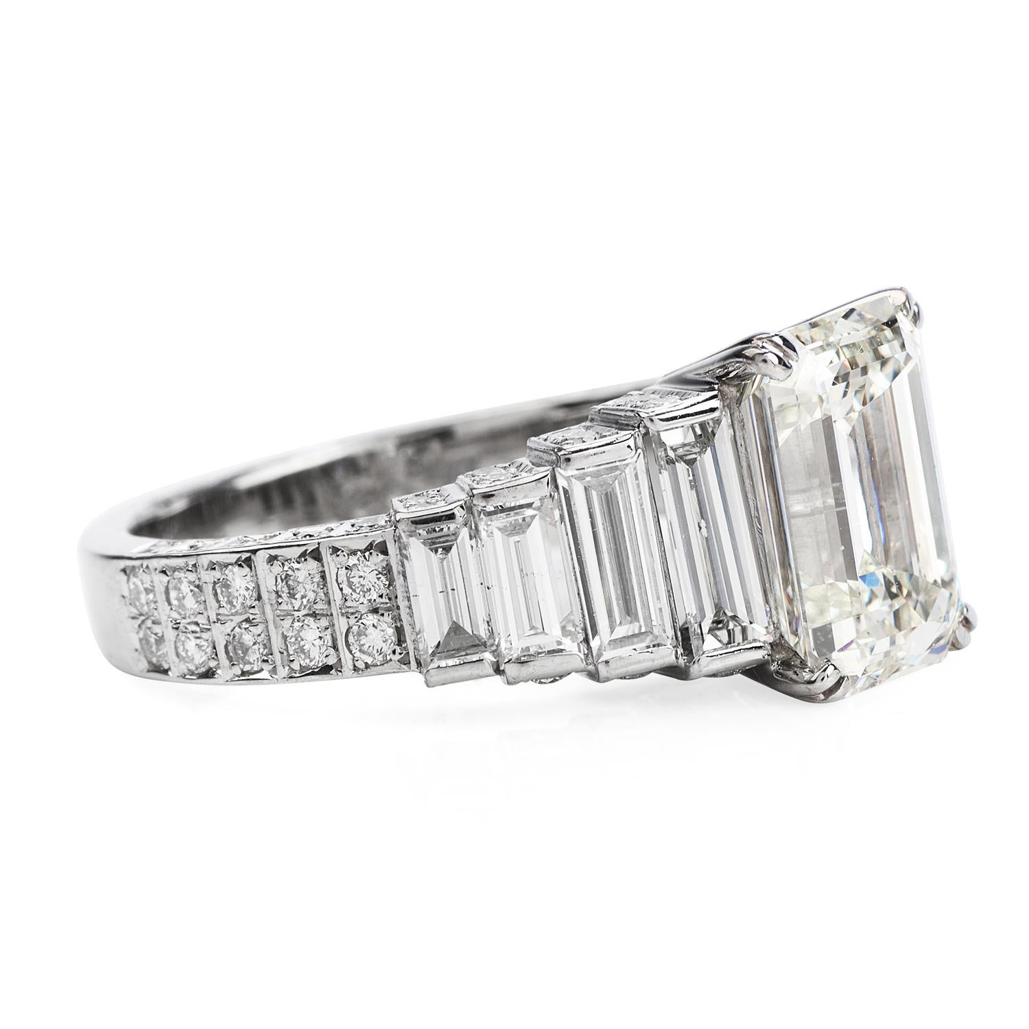 7 stone emerald cut diamond ring
