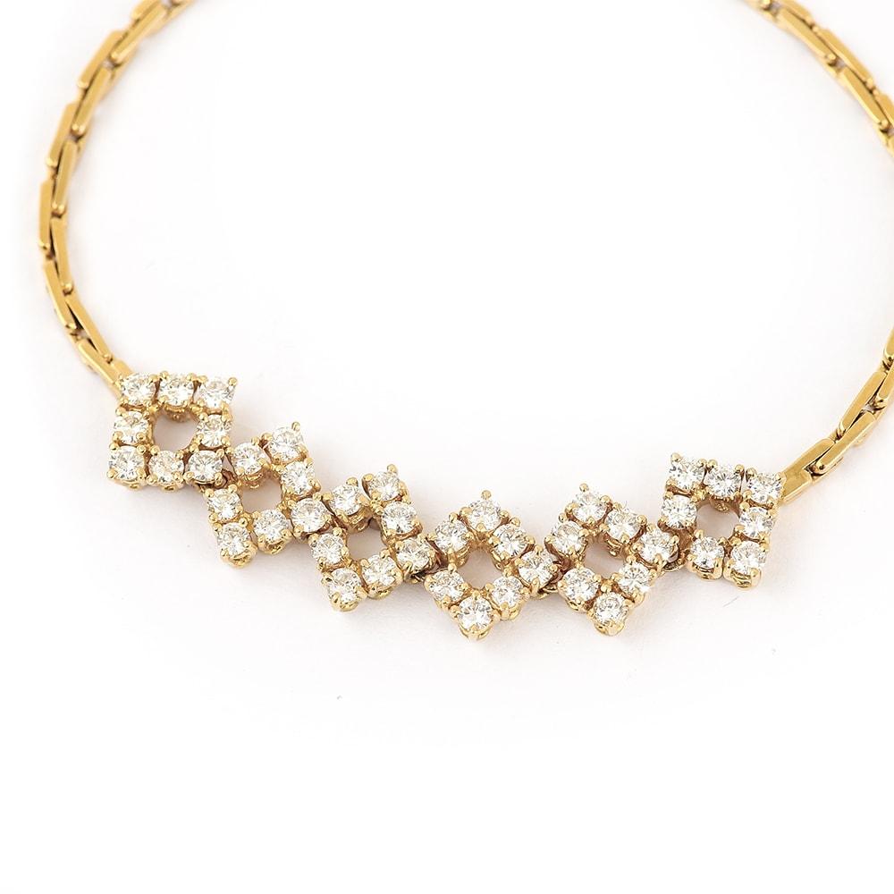 Modern 4.80 Carat Diamond Bracelet and Necklace Set 18 Karat Yellow Gold 4