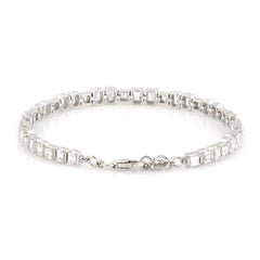Bracelet tennis moderne en or blanc 18 carats avec diamants taille Ascher de 4,80 carats