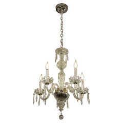 Vintage Modern 5 Arm Clear Crystal Chrome Accented Chandelier