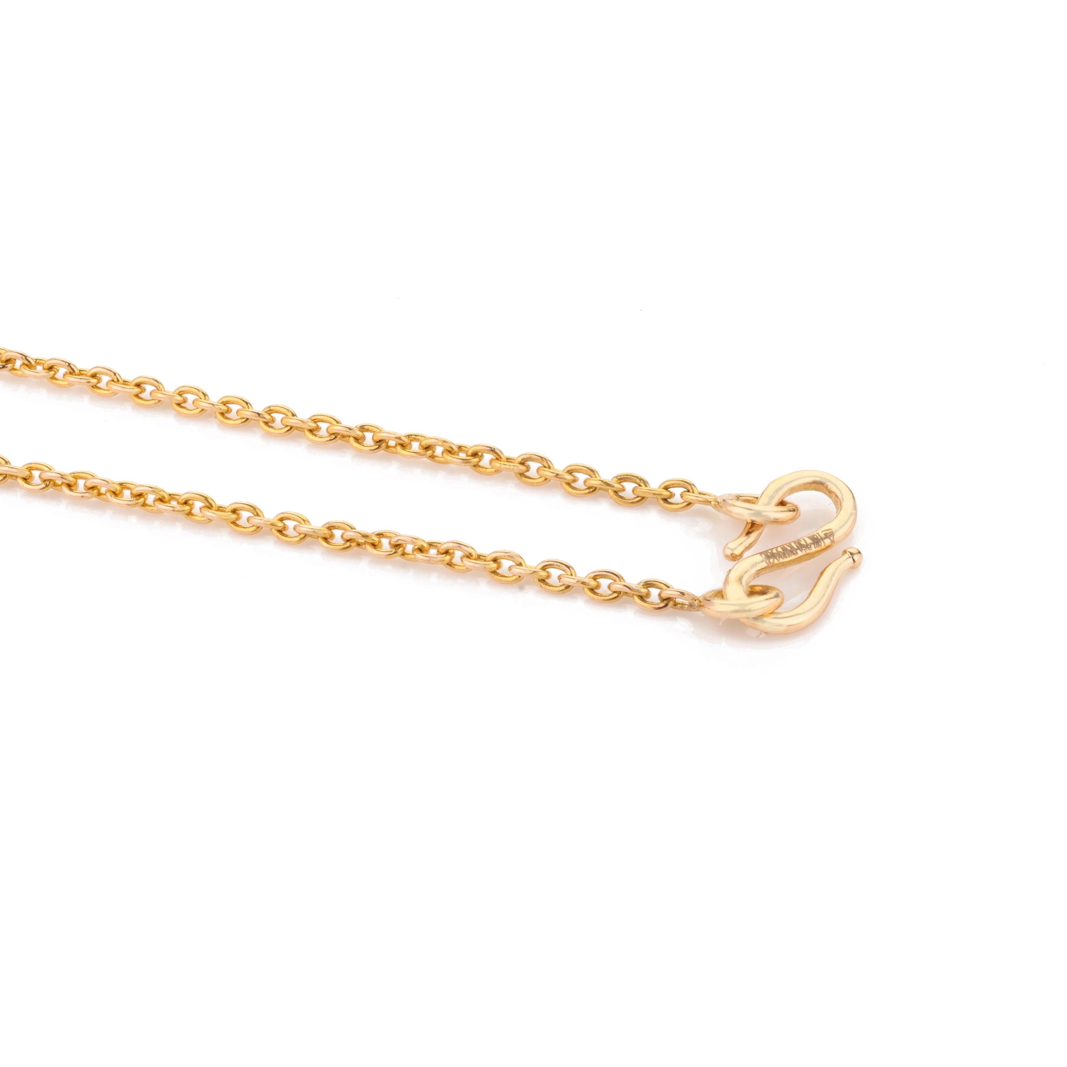Women's Modern 5 Carat Single Pearl Chain Necklace in 18k Solid Yellow Gold For Sale