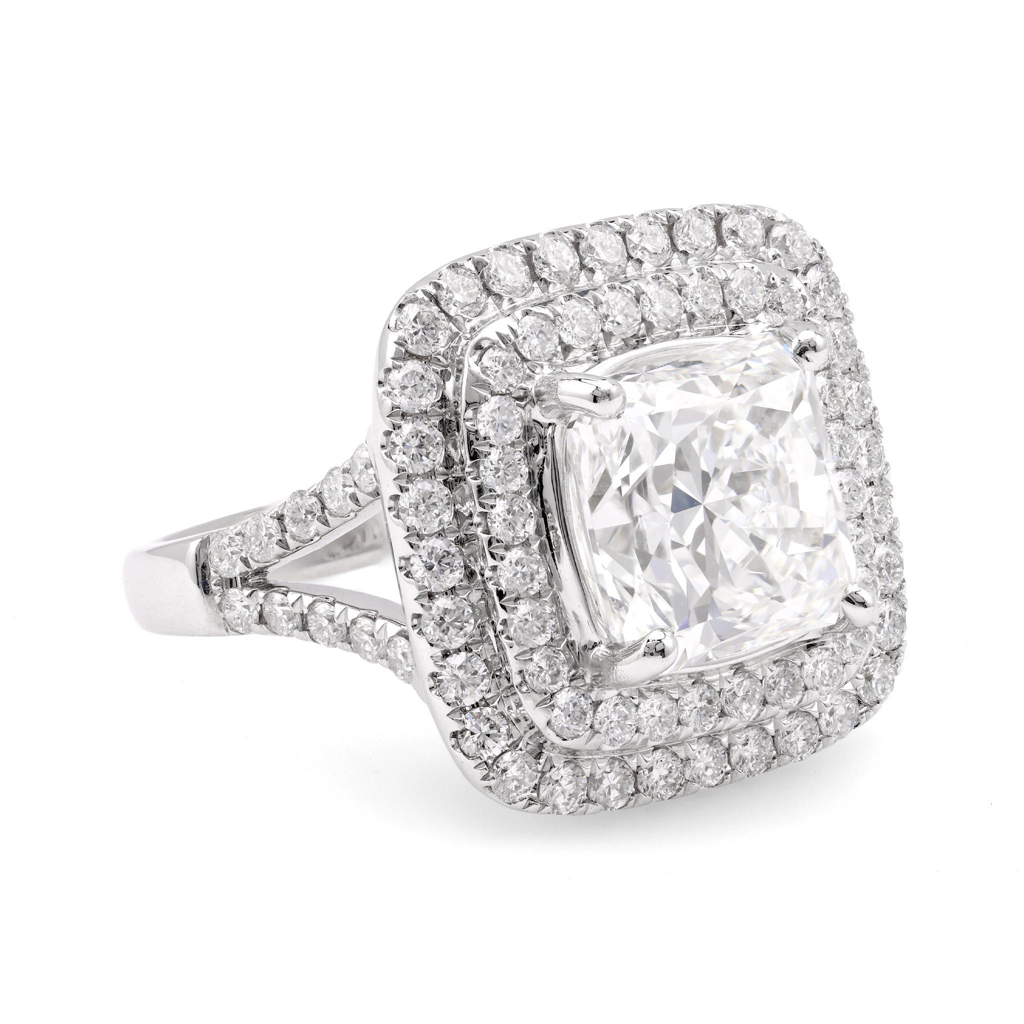 Cushion Cut Modern 5.01 Carat Dream Cut 18K White Gold Ring