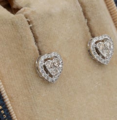 Modern .60 Carat Brilliant Cut Diamond G/H VVS/VS Heart Stud Earrings 18 Karat