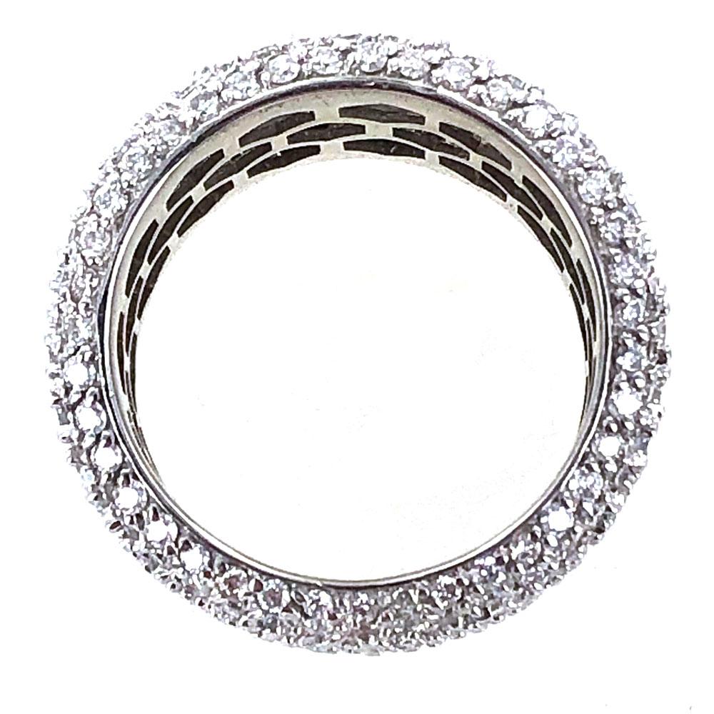 Modern 6.00 Carat Pave Diamond Tapered Band Ring 14 Karat White Gold In Excellent Condition In Boca Raton, FL