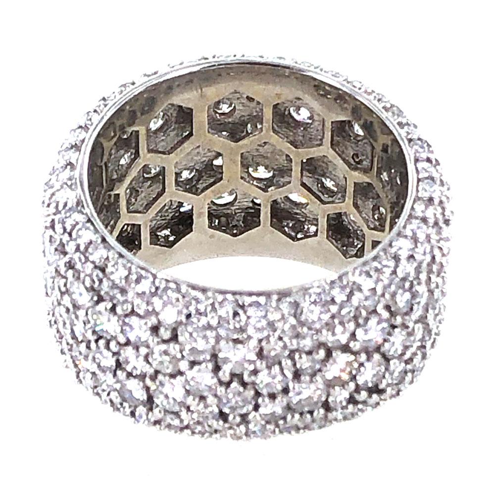 Women's Modern 6.00 Carat Pave Diamond Tapered Band Ring 14 Karat White Gold