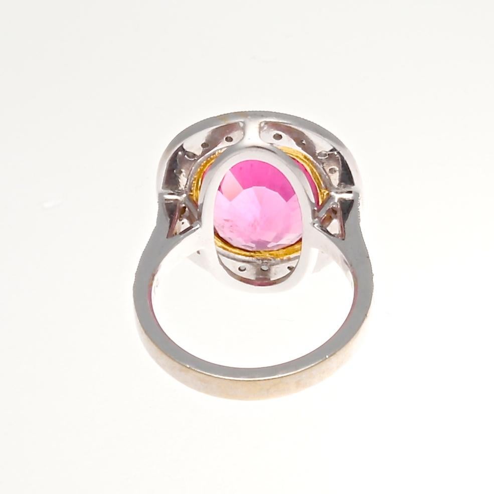 Modern 6.29 Carat Rubelite Tourmaline Diamond Gold Ring In Excellent Condition In Beverly Hills, CA