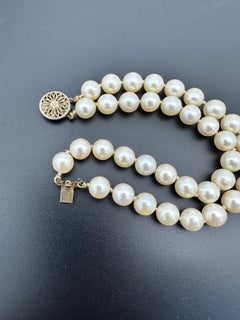 Vintage 7.25in Double Strand Akoya Pearl Bracelet, 8mm Sterling Clasp