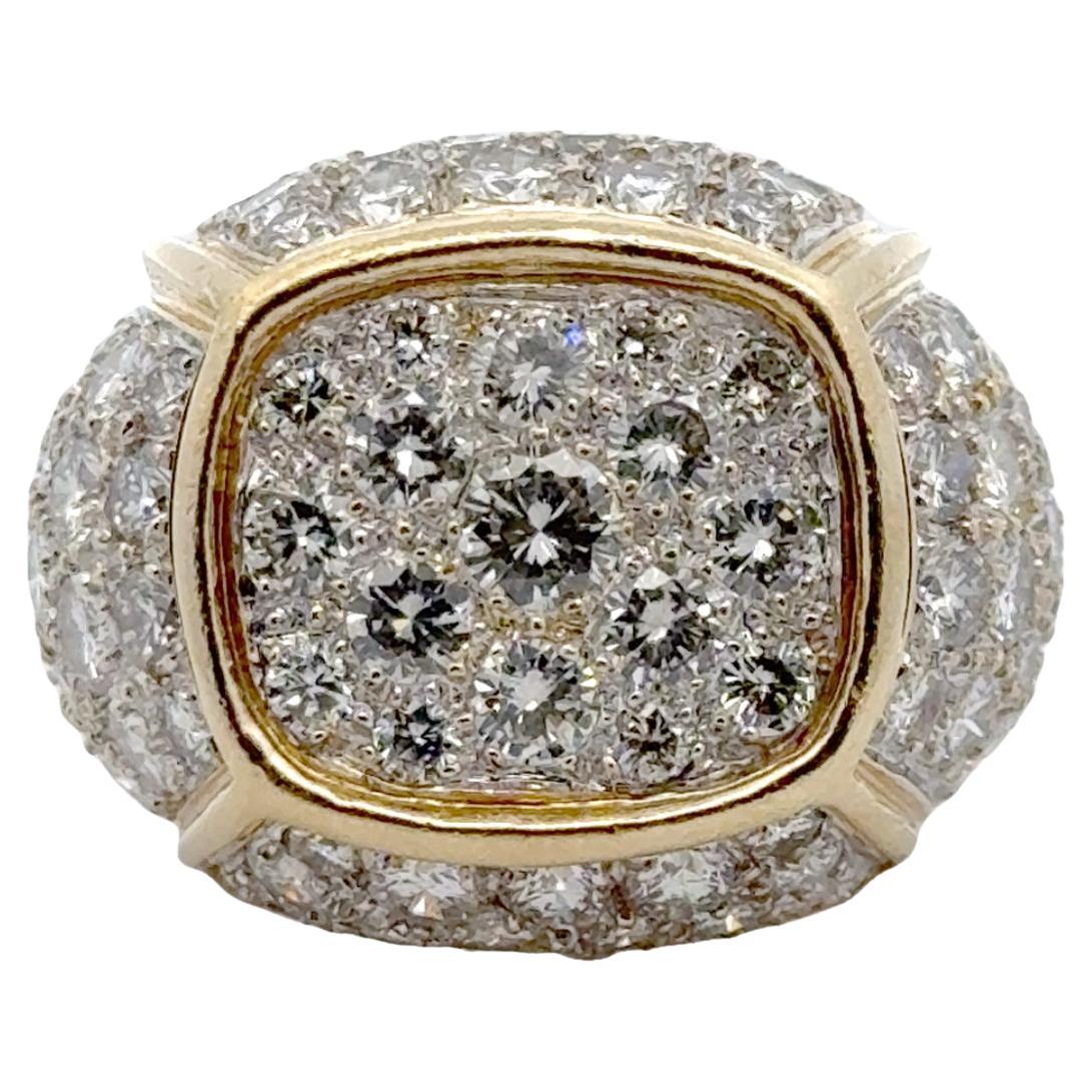 Modern 7.00 CTW Pavé Diamond 18 Karat White & Yellow Gold Statement Ring For Sale