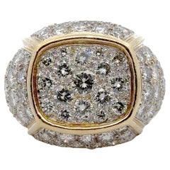 Modern 7.00 CTW Pavé Diamond 18 Karat White & Yellow Gold Statement Ring