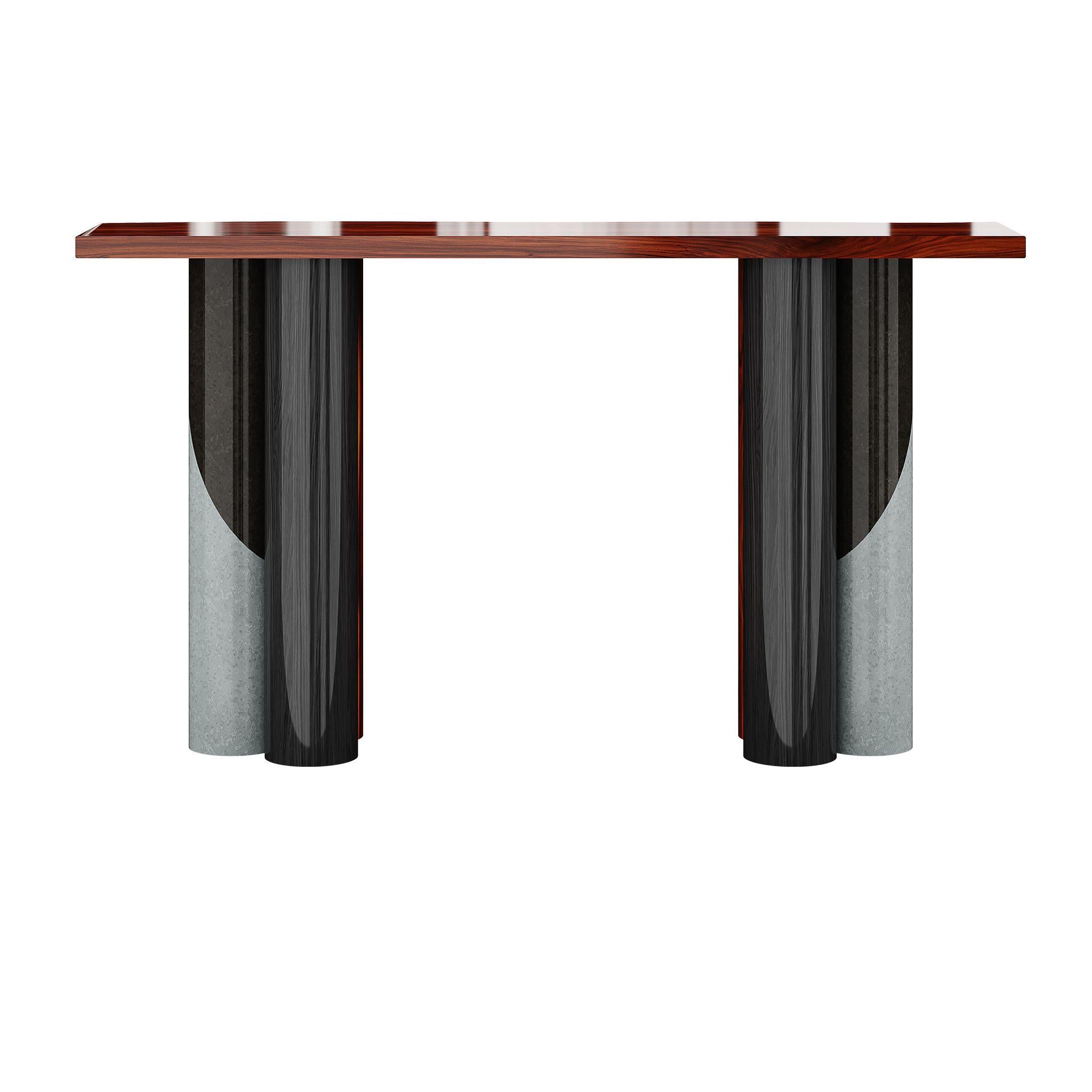 The Draper Console Table embodies the essence of 70s cool with its sleek design and nod to the jazzy rhythms and downtown clubs of a vibrant era. It is perfect for mid-century modern interiors and exudes a retro charm that elevates contemporary