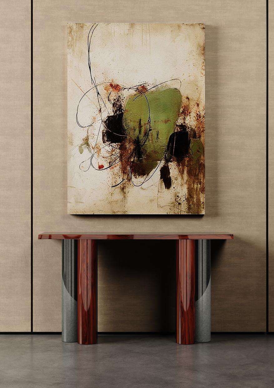 Mid-Century Modern Modern 70's Retro Console Table Palissander Wood, Red, Black & Grey Lacquered For Sale