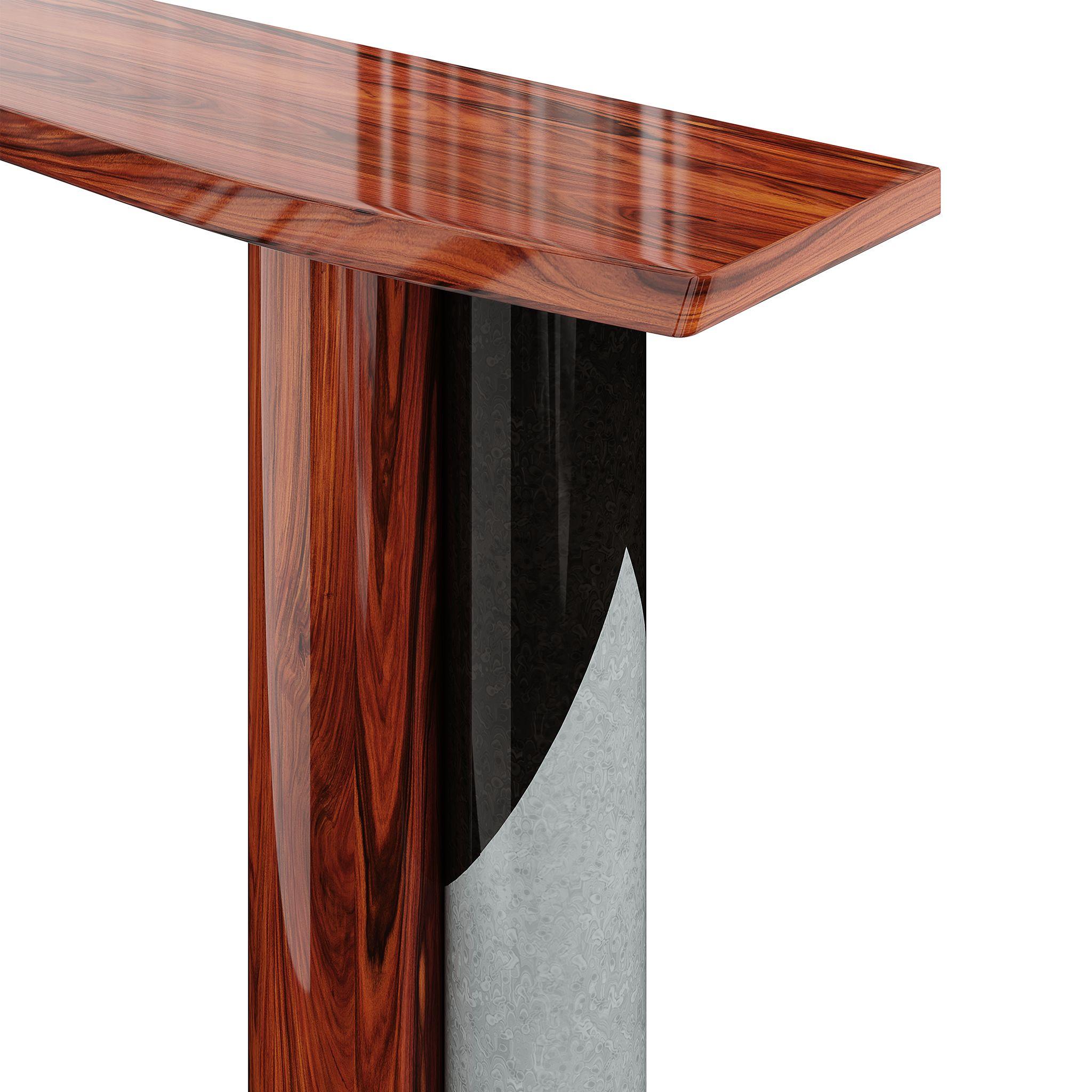 Modern 70's Retro Console Table Palissander Wood, Red, Black & Grey Lacquered In New Condition For Sale In Porto, PT
