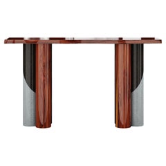 Modern 70's Retro Console Table Palissander Wood, Red, Black & Grey Lacquered