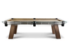 Modern 8ft Pool Table with Walnut Legs and Glass Top Frame by Impatia