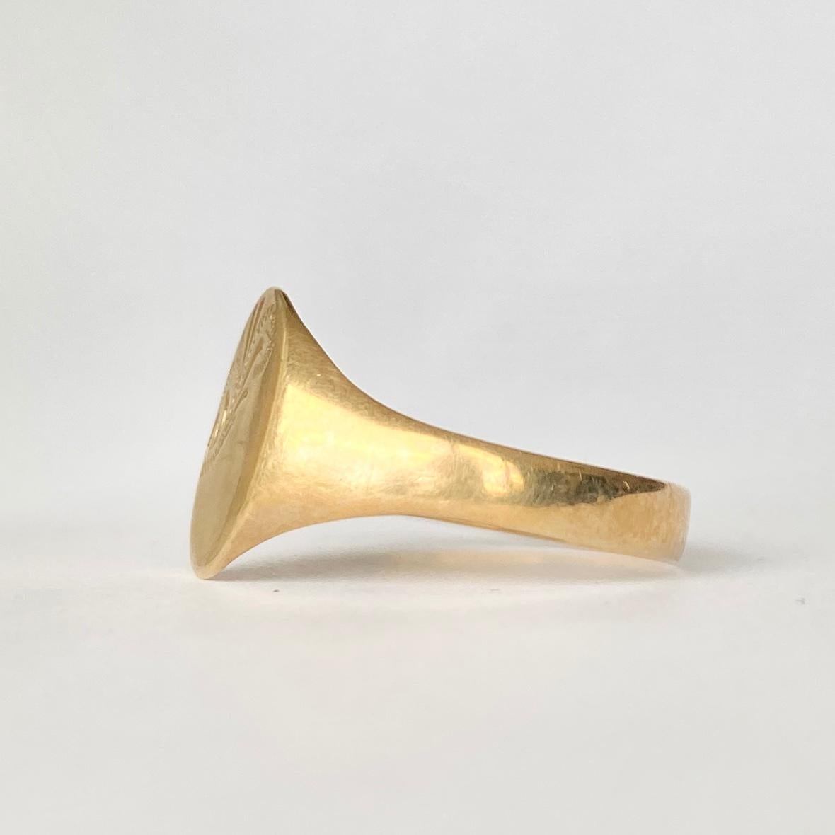 Women's or Men's Modern 9 Carat Gold Signet Ring