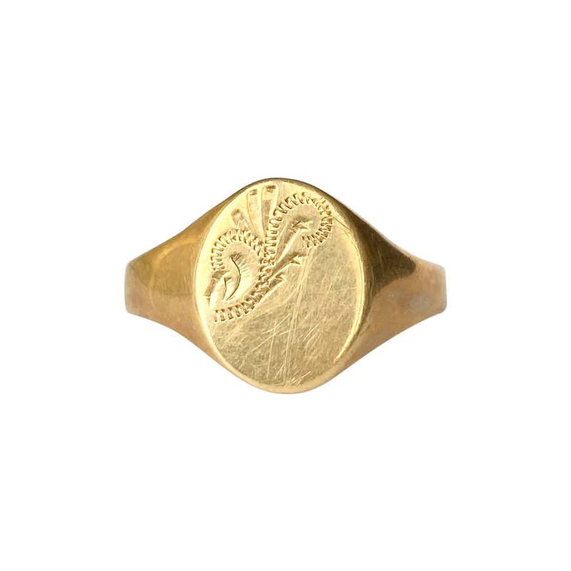 Antique 9 Carat Gold Engraved Fancy Signet Ring at 1stDibs | vintage ...