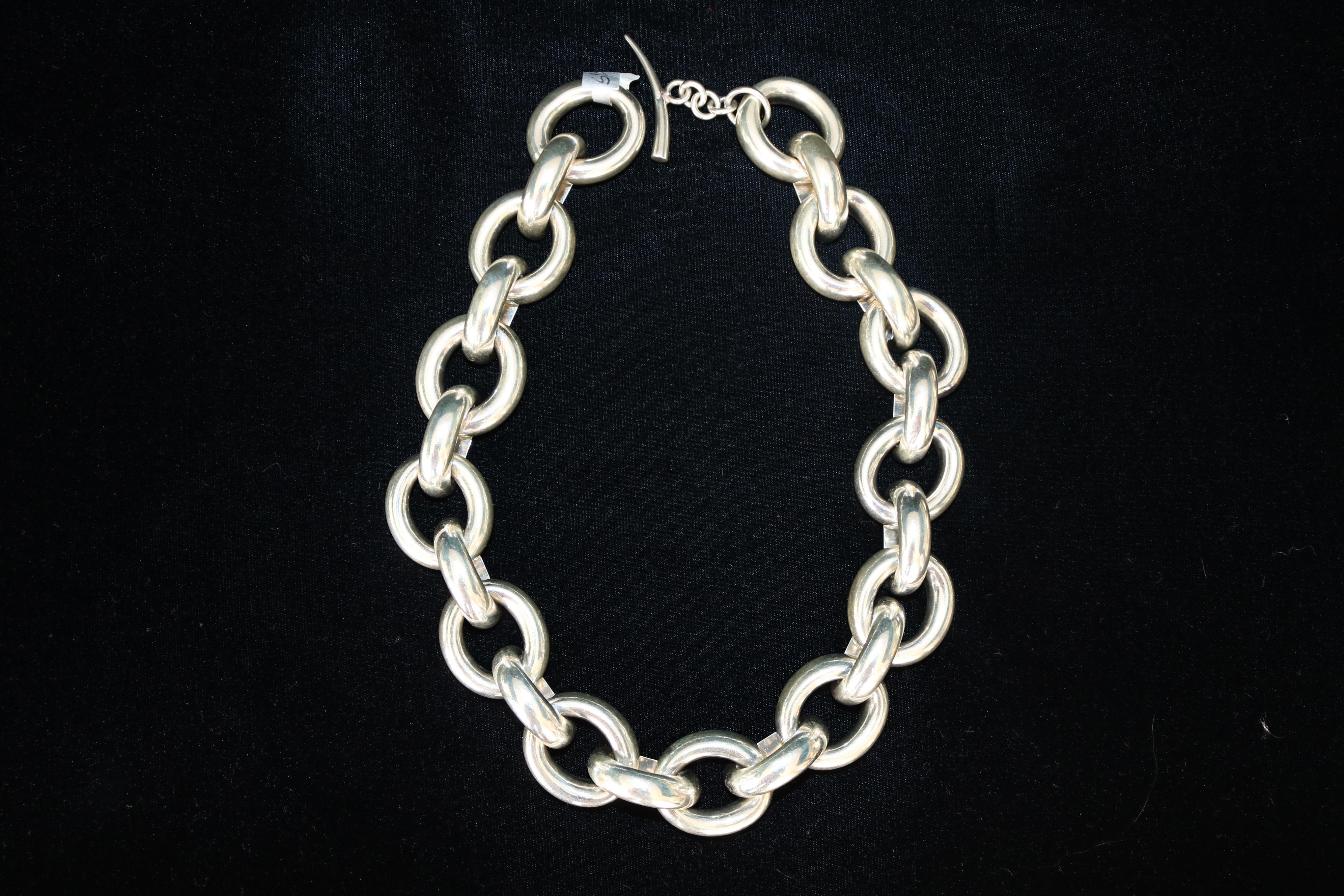 Modern 925 Silver XL Link Necklace In New Condition For Sale In Miami, FL
