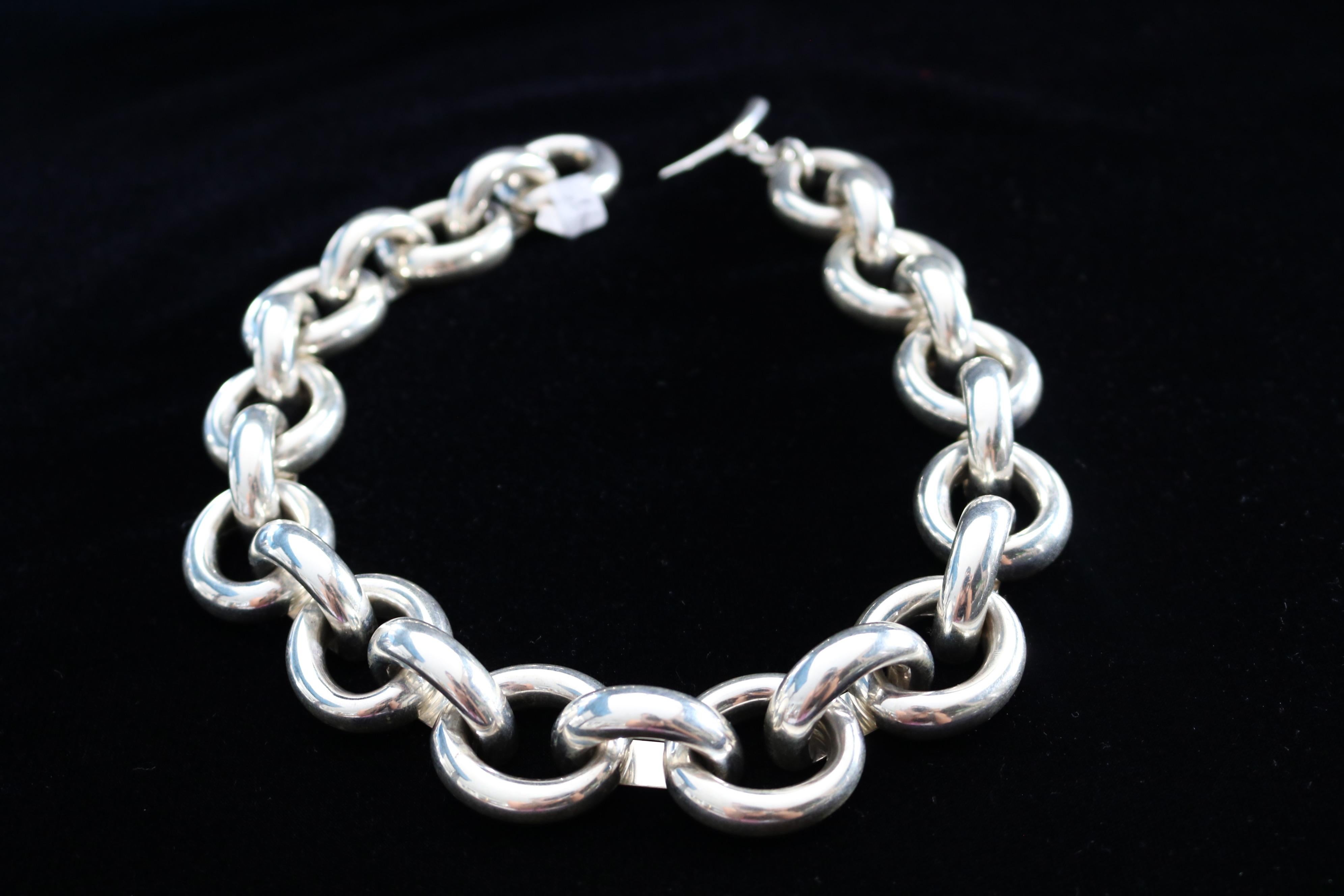 Modern 925 Silver XL Link Necklace For Sale 1