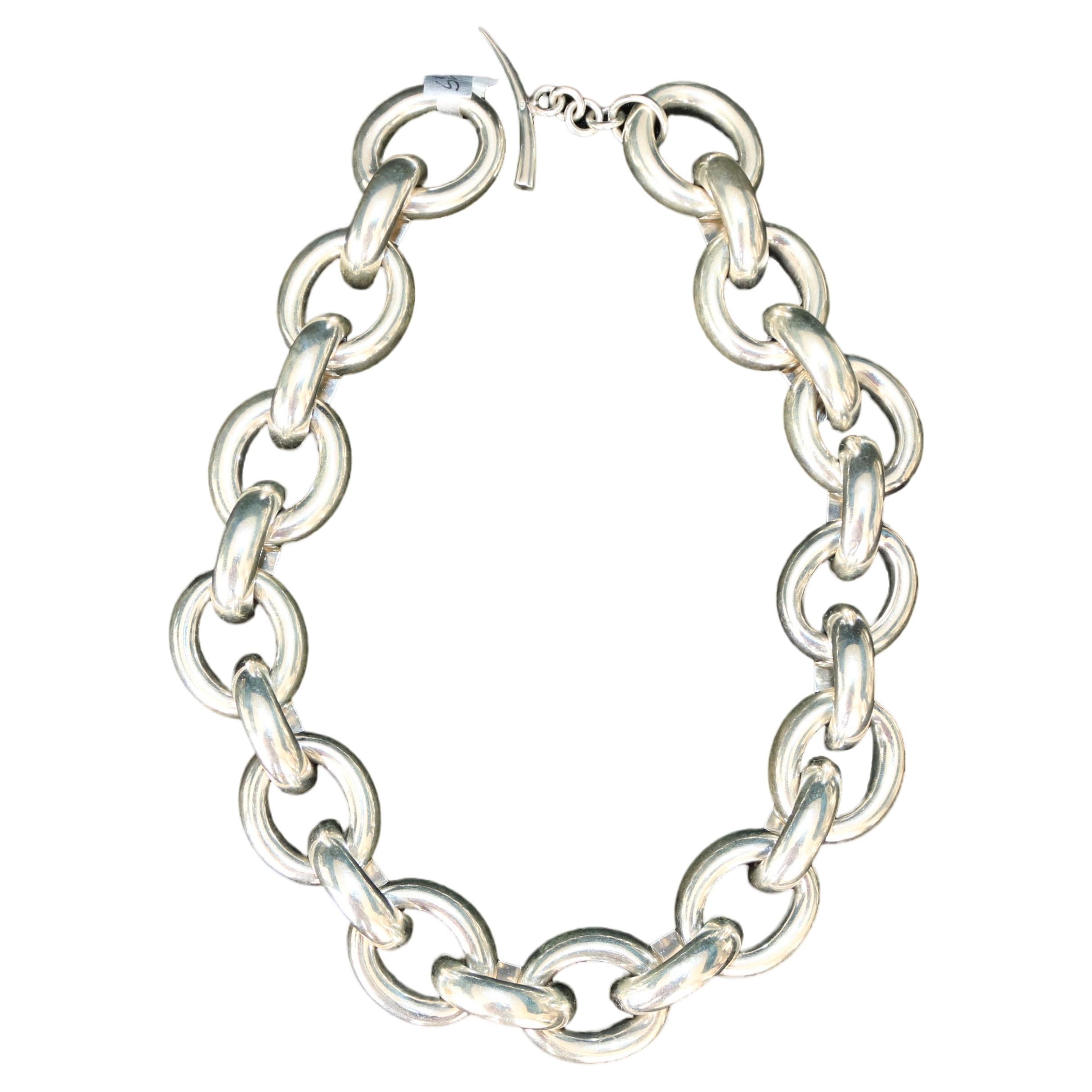 Modern 925 Silver XL Link Necklace For Sale