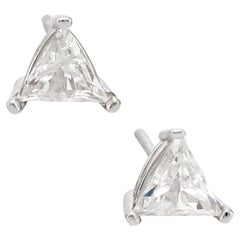 Moderne .97 Karat Gesamtgewicht Diamant 14k Weißgold Dreieckige Ohrstecker