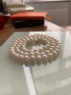 Modern 9ct Yellow Gold Large 10mm Baroque Freshwater Pearl Opera Necklace