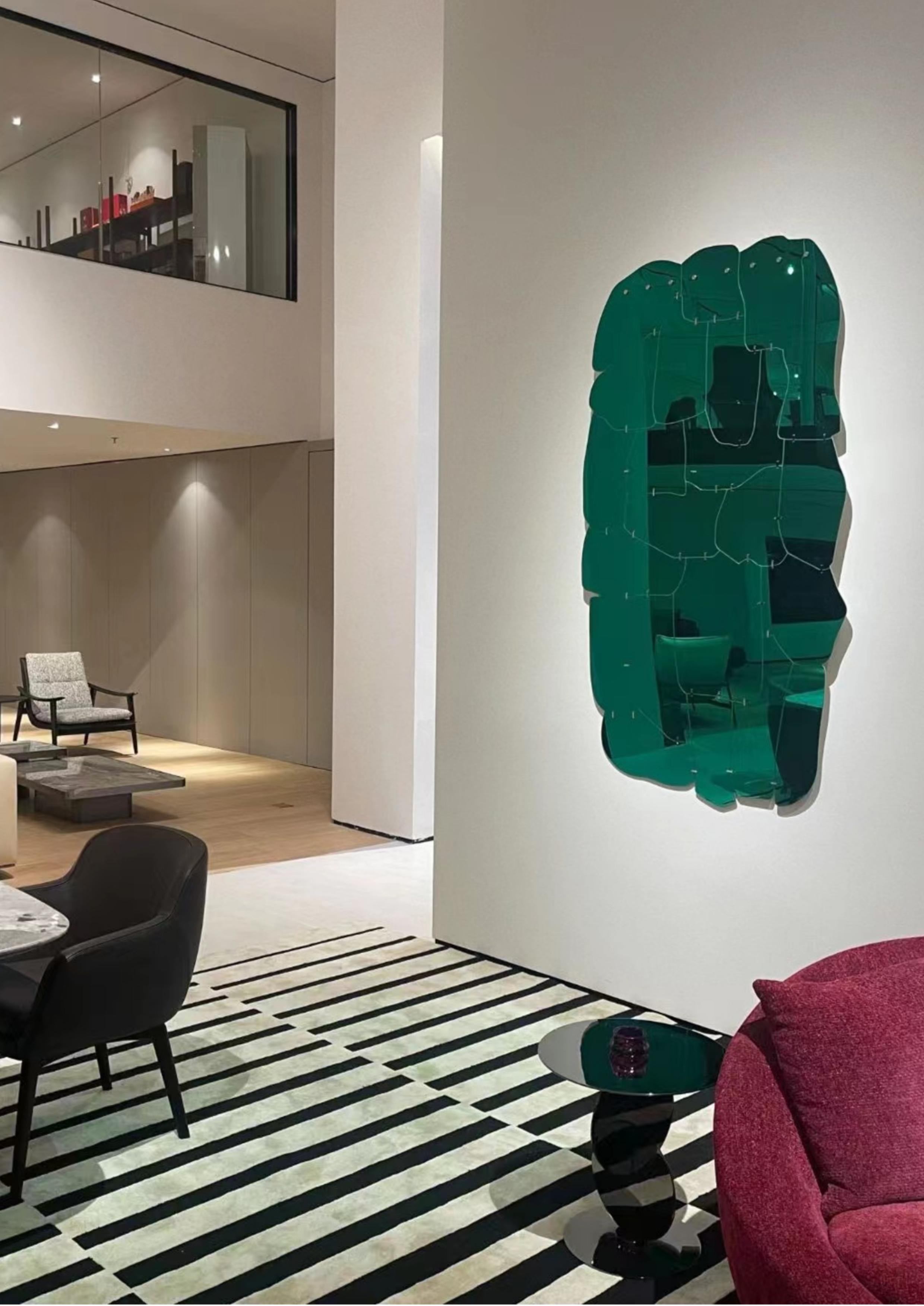 Art déco Modern-Decor Miroir mural abstrait en acrylique avec support en aluminium - Déclaration décorative en vente