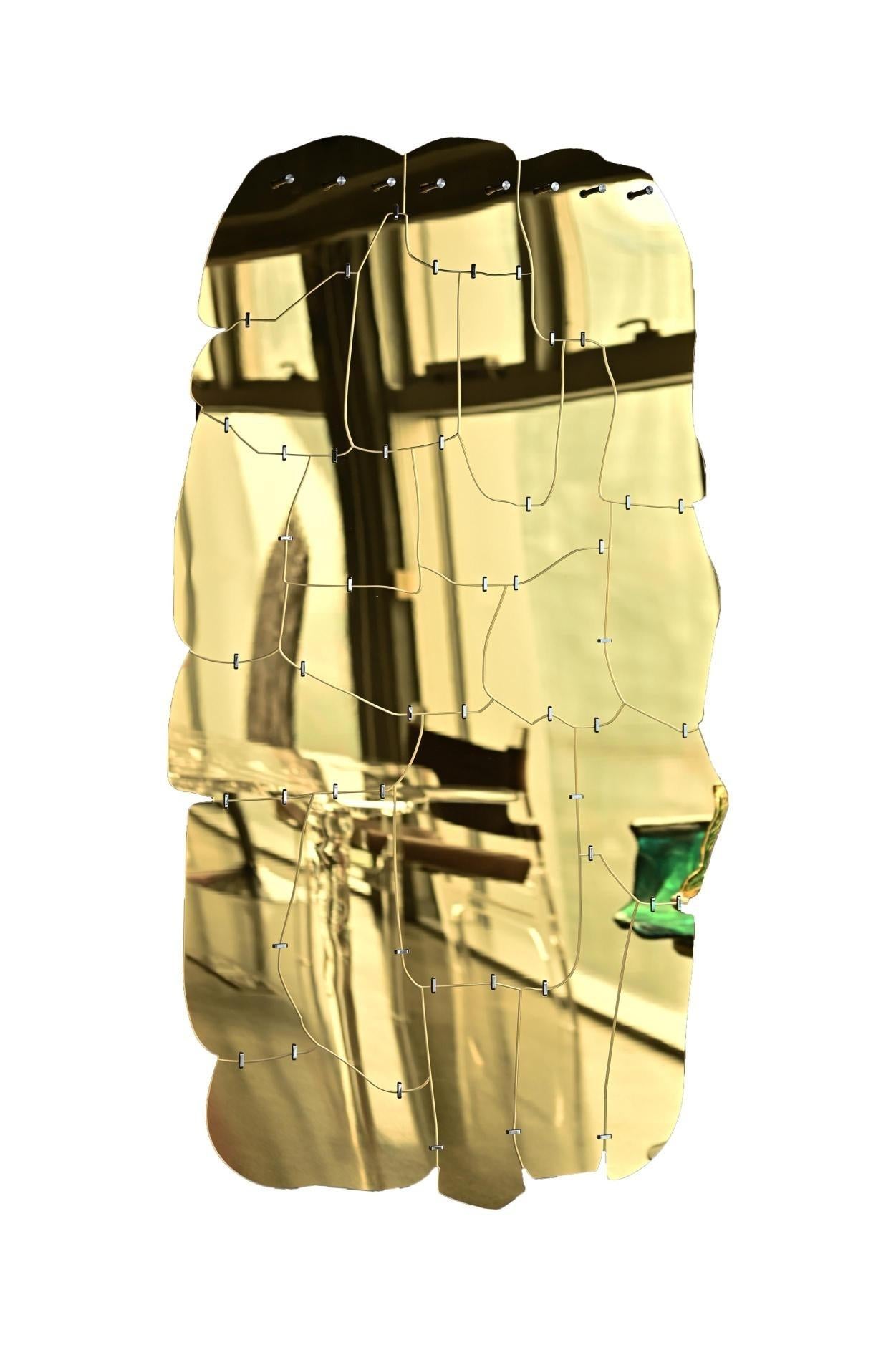 Moderner abstrakter Acryl-Wandspiegel mit Aluminiumträger - dekoratives Statement (amerikanisch) im Angebot