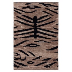 Modern Abstract Animal Brown With Jet Black Rug "Frondoir" by Doris Leslie Blau