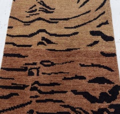 Modern Abstract Animal Warm Tan With Black Rug "Tigris" by Doris Leslie Blau