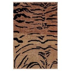 Modern Abstract Animal Warm Tan With Black Rug "Tigris" by Doris Leslie Blau