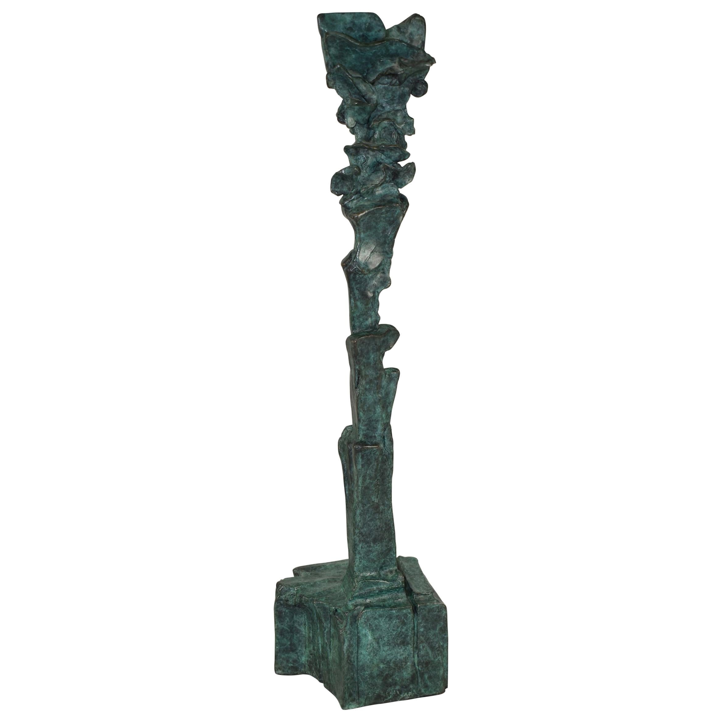 Modern Abstract Art Bronze Sculptor Sanford Decker, Patina For Sale