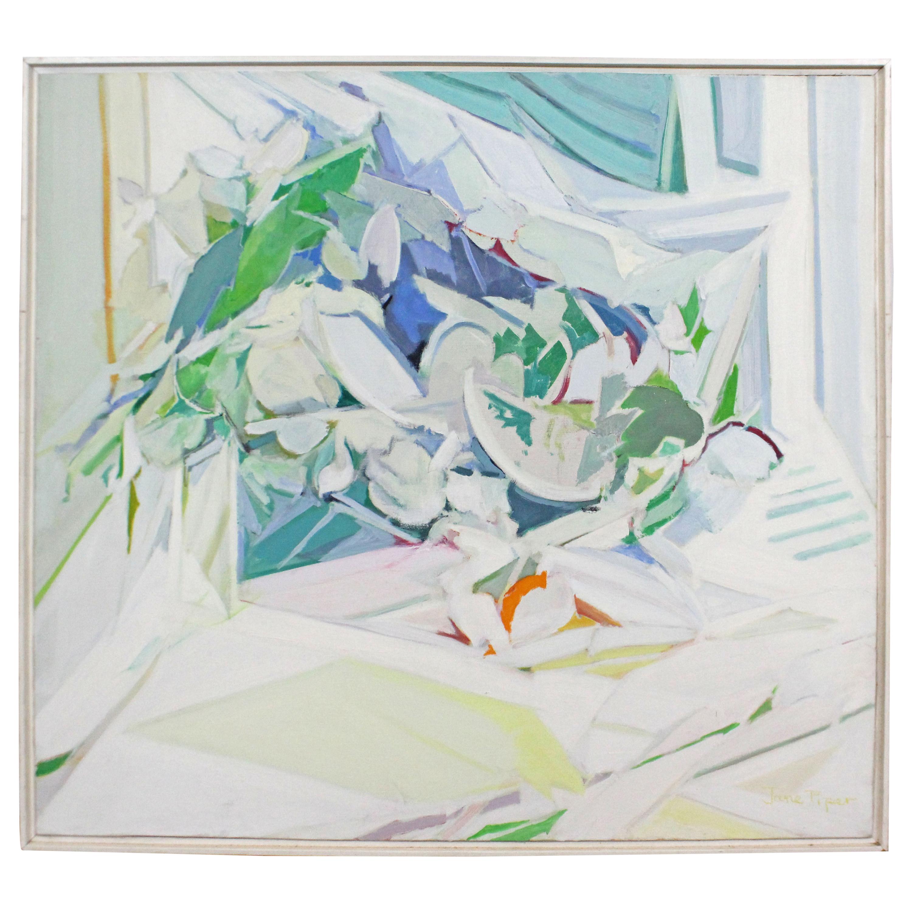 Modern Abstract Art Oil Painting on Canvas Still Life by Jane Piper
