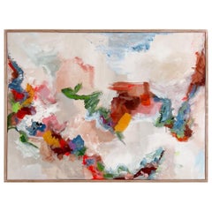 Modern Abstract Art/Painting, Acrylic on Canvas, Curly Maple Frame