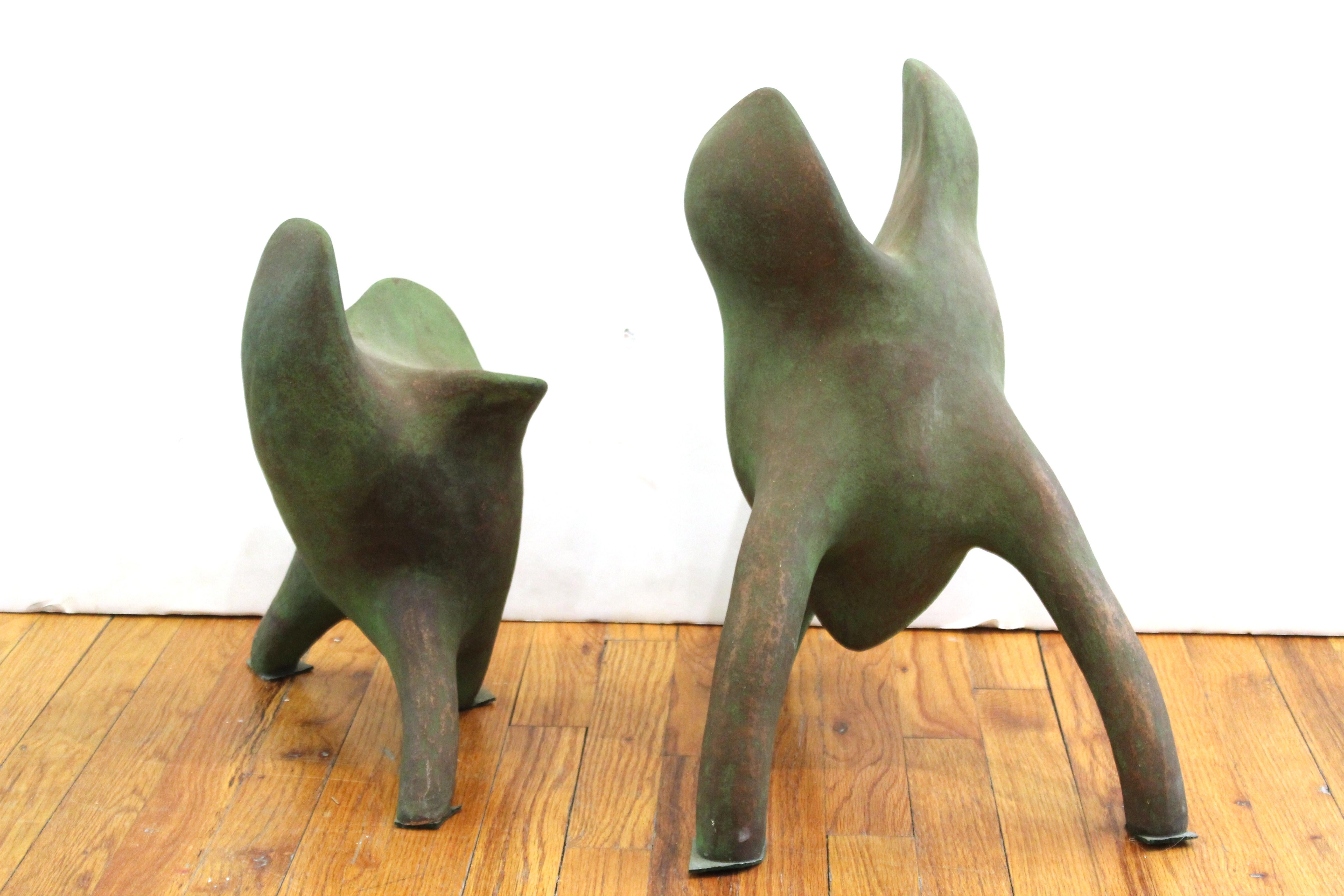 20th Century Modern Abstract Art Studio Ceramic Tripod Sculptures