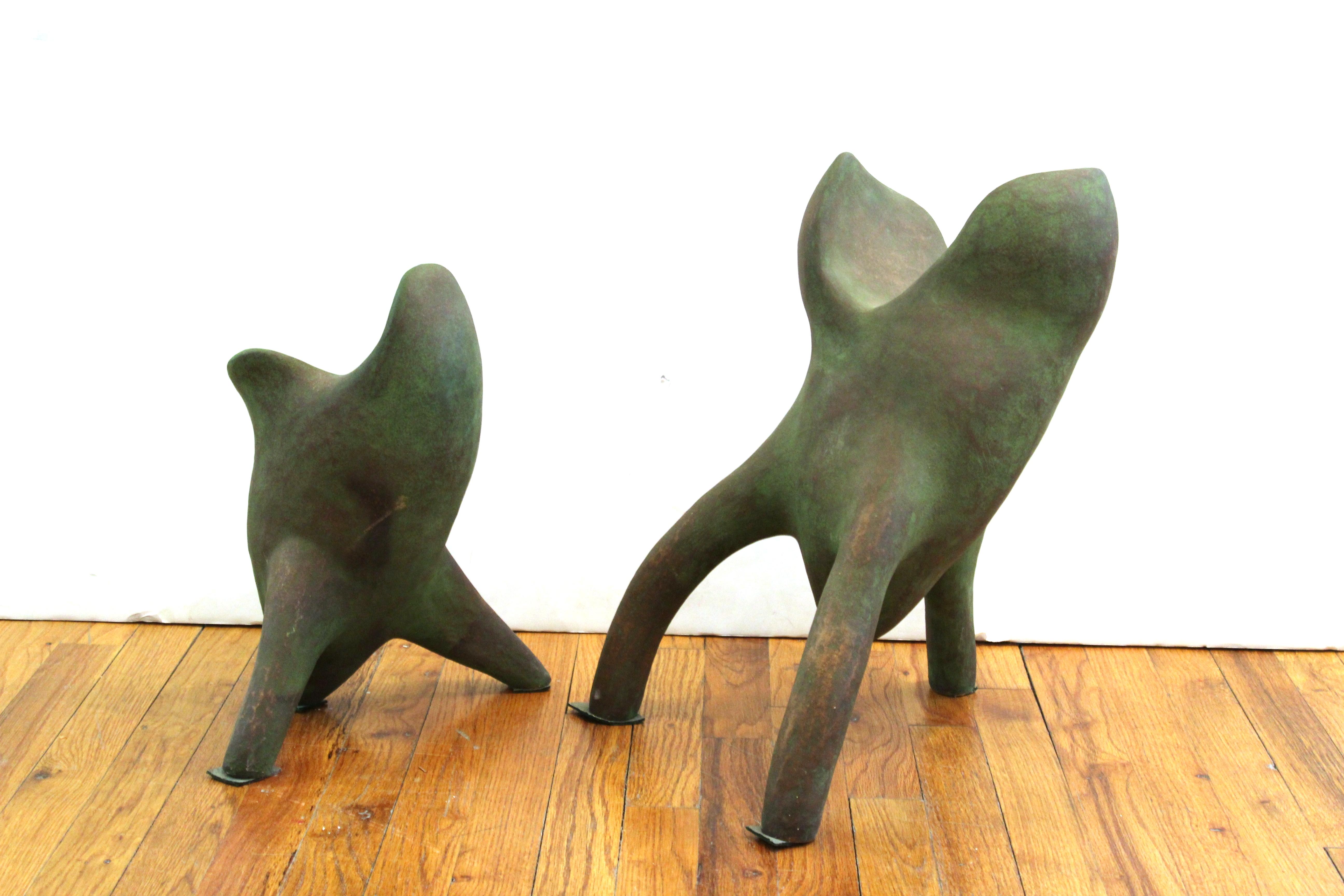 Modern Abstract Art Studio Ceramic Tripod Sculptures 1